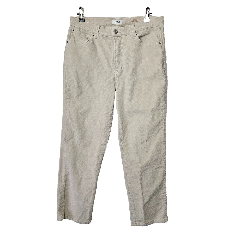 Kensie Womens Corduroy Pants Size 8 / 29 The Ella High Rise Straight Khaki Ankle
